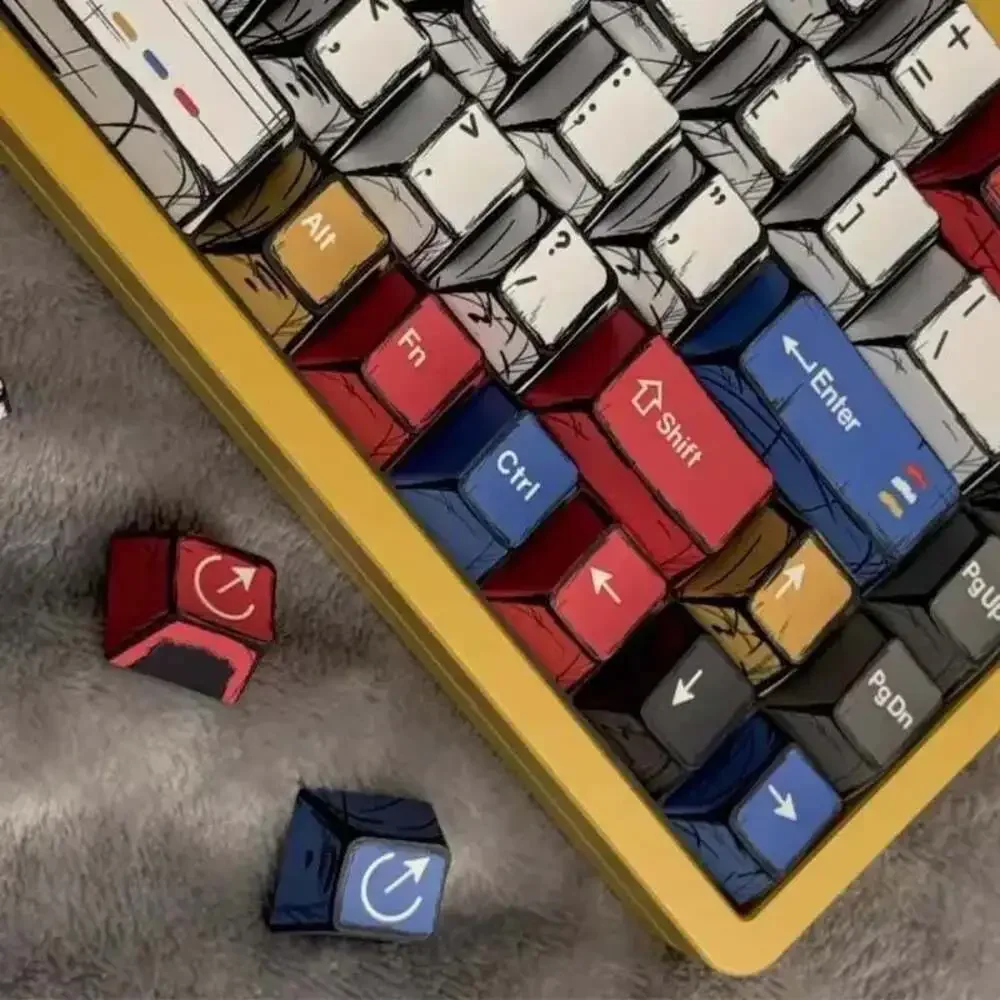 Comic Style Colorful Mixed Light Keycaps Original Factory Height 136 Keys Set Cl